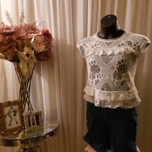 Ruffled lace babydoll shirt